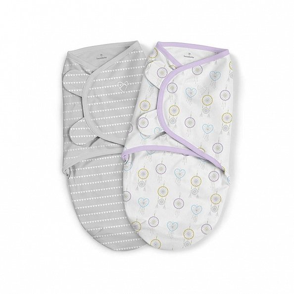 Summer Infant конверт для пеленания 2 шт. SwaddleMe® размер S/M ловец снов/серый