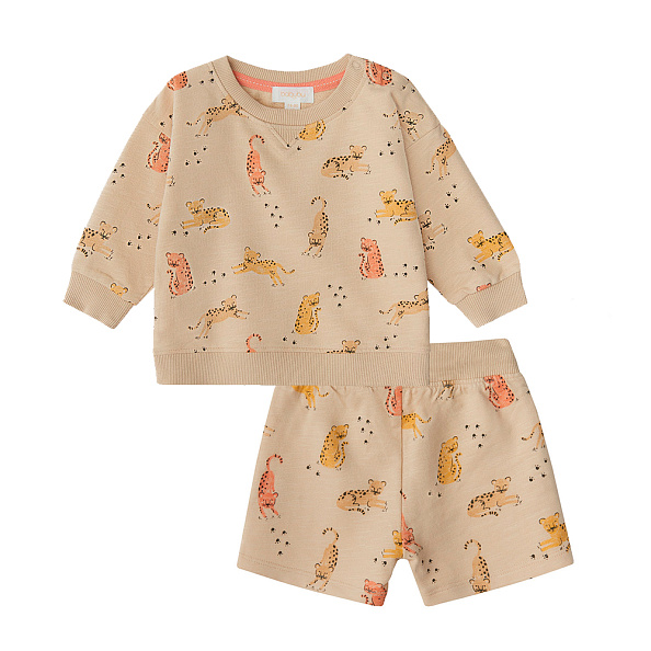 Babybu комплект из 2-х предметов: шорты и толстовка SAND JUMPING JAGUARS 100% органический хлопок цв - фото  1