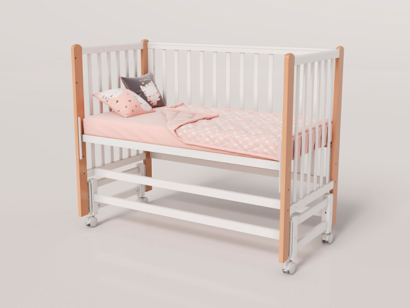 OLANT BABY кровать детская с маятником Bliss белый/бук - фото  17