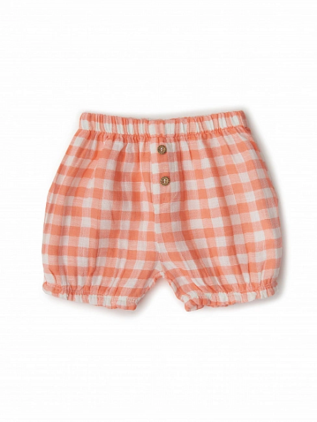 Babybu набор из 2-х предметов: майка и шорты PAPAYA GINGHAM 100% органический хлопок пИМА цвет бежев - фото  3