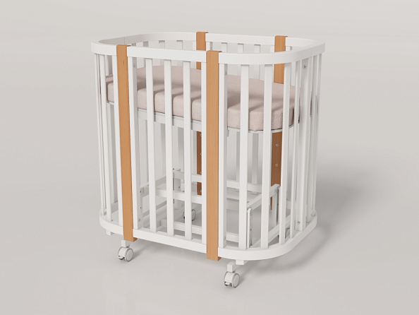 OLANT BABY кровать-трансформер с маятником Vila белый/бук - фото  2