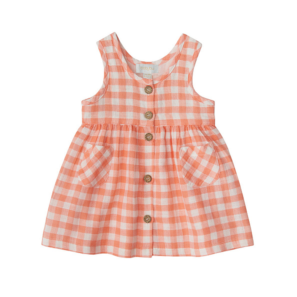 Babybu сарафан PAPAYA GINGHAM 100% органический хлопок цвет оранжевый - фото  1