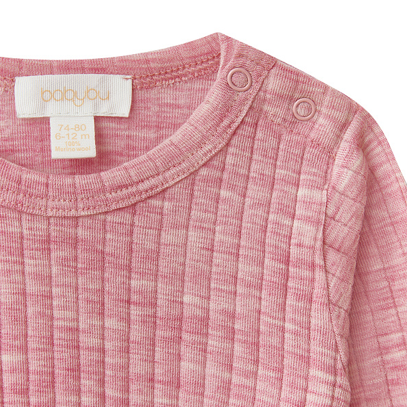 Babybu боди с длинным рукавом из 100% шерсти мериноса Lavender Melange - фото  3