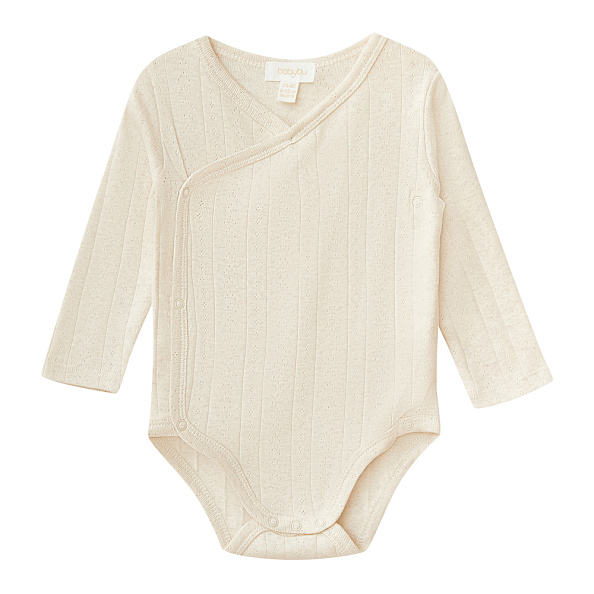 Babybu боди с длинным рукавом ажур Wheat Melange 100% органический хлопок - фото  1