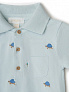 Babybu комбинезон укороченный с воротником поло TURTLE BRODERIE 100% органический хлопок цвет голубо - фото 3