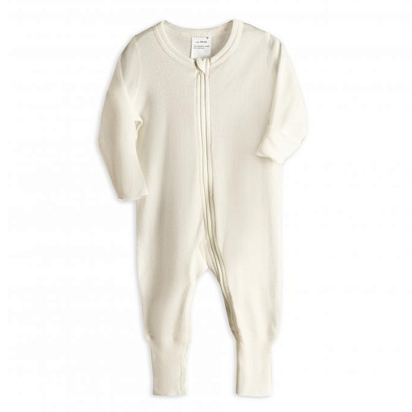 OLANT BABY комбинезон шерсть 100%, термобелье, на молнии, без следа, молочный - фото  1
