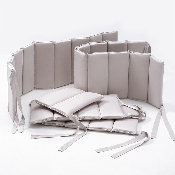 Perina защита для детской кроватки (фенс-бортик) "Sateen Collection" (жемчужно-серый) - фото  1