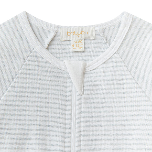Babybu комбинезон на молнии Pale Grey Melange Stripe 100% органический хлопок  - фото  3