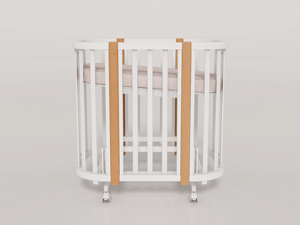 OLANT BABY кровать-трансформер с маятником Vila белый/бук - фото  4