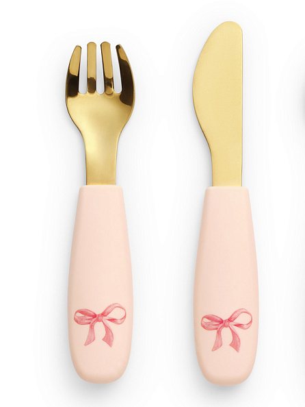Elodie посуда силиконовая набор - тарелка, вилка, нож - Rosy Bow - фото  4