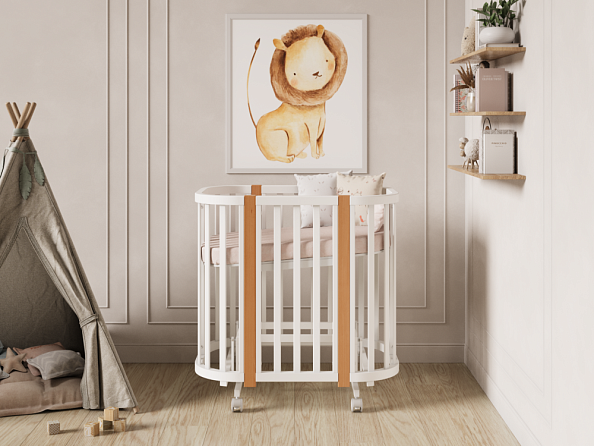 OLANT BABY кровать-трансформер с маятником Vila белый/бук - фото  16