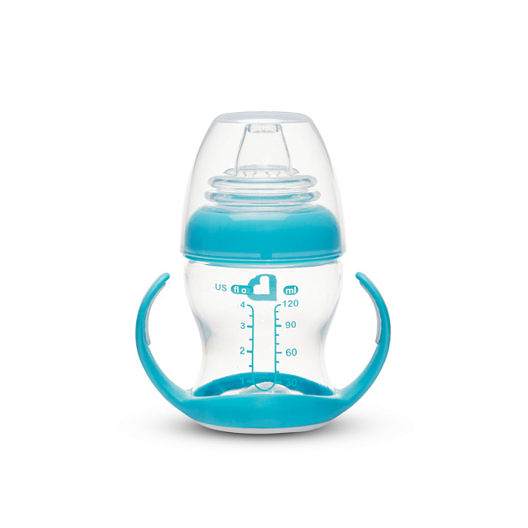 Munchkin обучающий поильник-чашка Gentle™ с ручками голубой (прозрачный) 4+ 120мл.  - фото  4