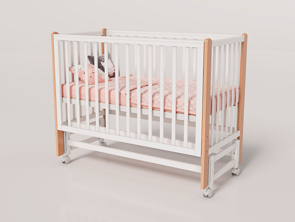 OLANT BABY кровать детская с маятником Bliss белый/бук - фото  13