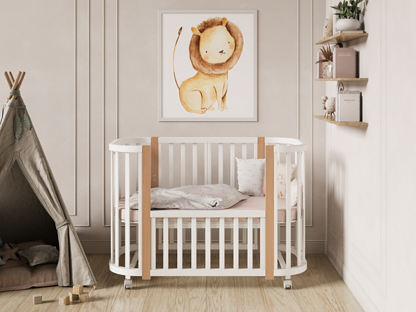 OLANT BABY кровать-трансформер с маятником Vila белый/бук - фото  9