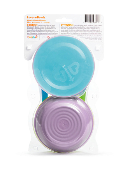 Munchkin набор мисок Love-a-Bowls™ с крышками и 2 ложечки. 6+ - фото  9
