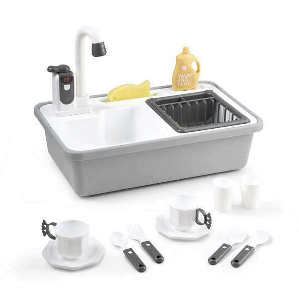 Happy Baby игрушка-раковина Wash and Play набор из 15 предметов, grey - фото  2