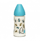 Suavinex бутылка &quot;BEE&quot; с круглой силиконовой соской 270 мл с рождения цвет голубой 