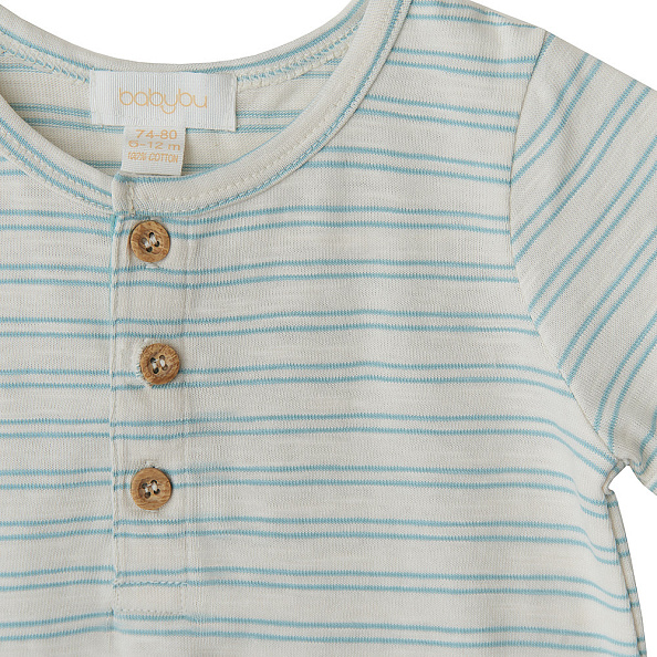 Babybu комбинезон укороченный RAIN FOREST SKINNY STRIPE 100% органический хлопок цвет белый - фото  3