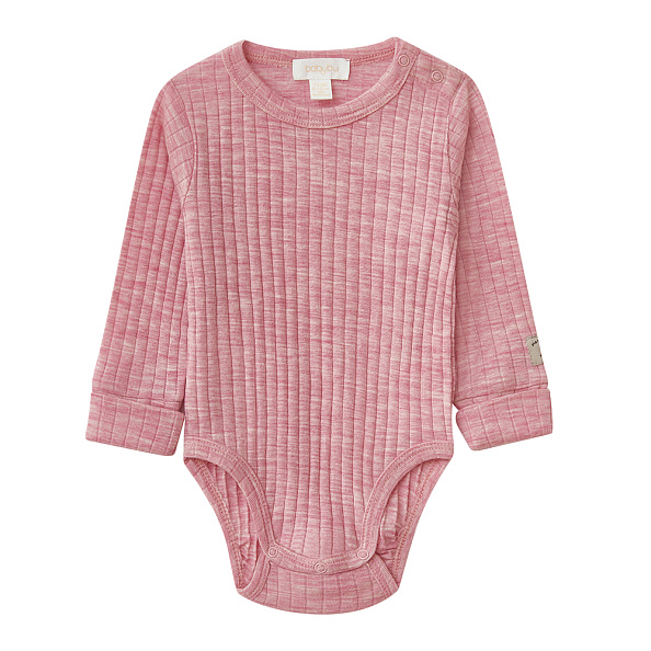 Babybu боди с длинным рукавом из 100% шерсти мериноса Lavender Melange - фото  1