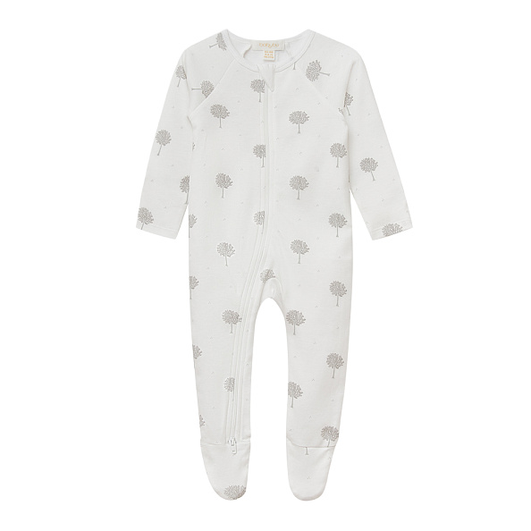 Babybu комбинезон на молнии Pale Grey Tree 100% органический хлопок  - фото  1