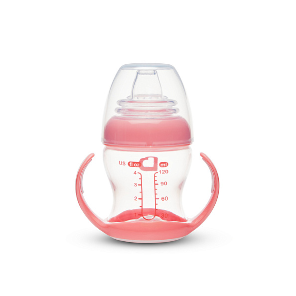 Munchkin обучающий поильник-чашка Gentle™ с ручками розовый (прозрачный) 4+ 120мл.  - фото  4