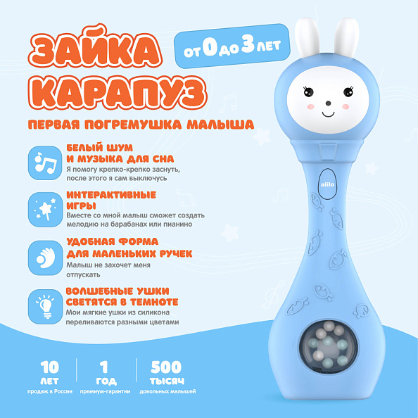 Alilo игрушка Зайка-Карапуз S1 голубой - фото  9