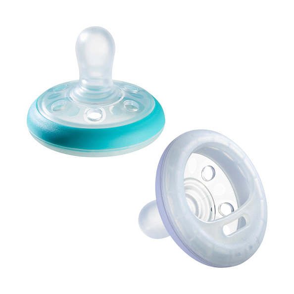 Tommee Tippee соска-пустышка силиконовая ночная Night Time Breast-like, 6-18 мес., 2 шт.  - фото  5