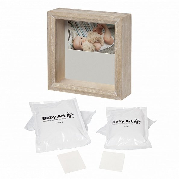 Baby Art рамочка с объёмными слепками и фотографией &quot;Классика&quot;; белёное дерево