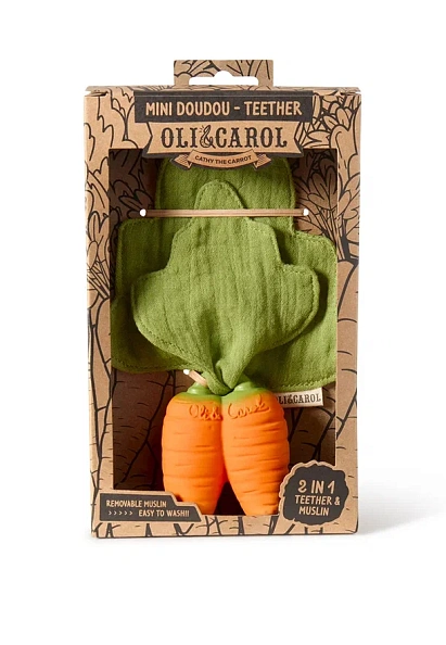 Oli&Carol игрушка-прорезыватель с комфортером Mini DouDou Cathy the Carrot - фото  4