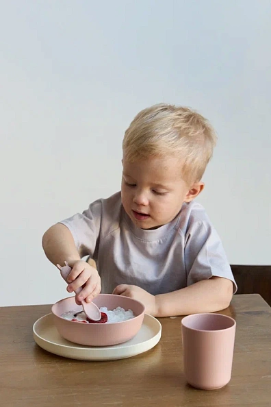 Edda ложка детская набор 3 штуки силикон Пудра - фото  5