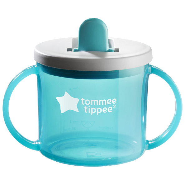 Tommee Tippee чашка-непроливайка первая 190 мл.с 4 мес., голубой NEW - фото  1