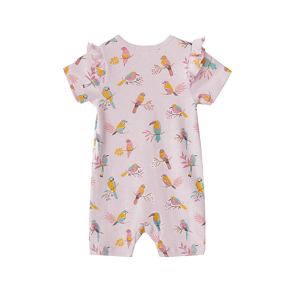 Babybu комбинезон укороченный на молнии PARROT 100% органический хлопок ПИМА цвет розовый - фото  2