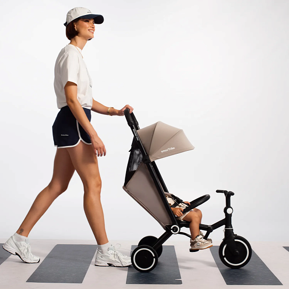 SMARTRIKE Трехколесный складной велосипед Wonder max, Stone Beige - фото  10