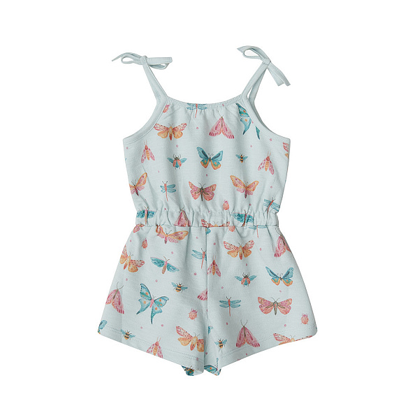 Babybu комбинезон на завязках BUTTERFLY PRINT 100% органический хлопок цвет голубой - фото  3