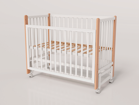 OLANT BABY кровать детская с маятником Bliss белый/бук - фото  3