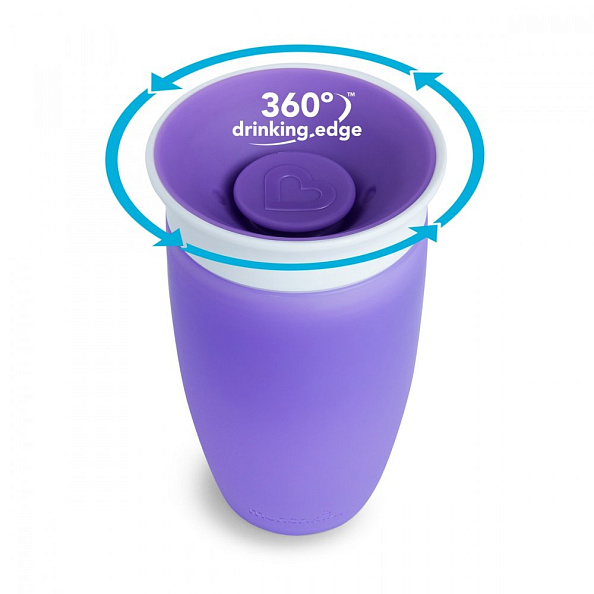 Munchkin поильник непроливайка MIRACLE® 360° с крышкой 296 мл. с 12 мес., пурпурный