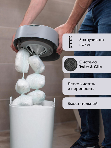 Tommee Tippee утилизатор подгузников, накопитель для использованных подгузников Twist & Click, white - фото  4