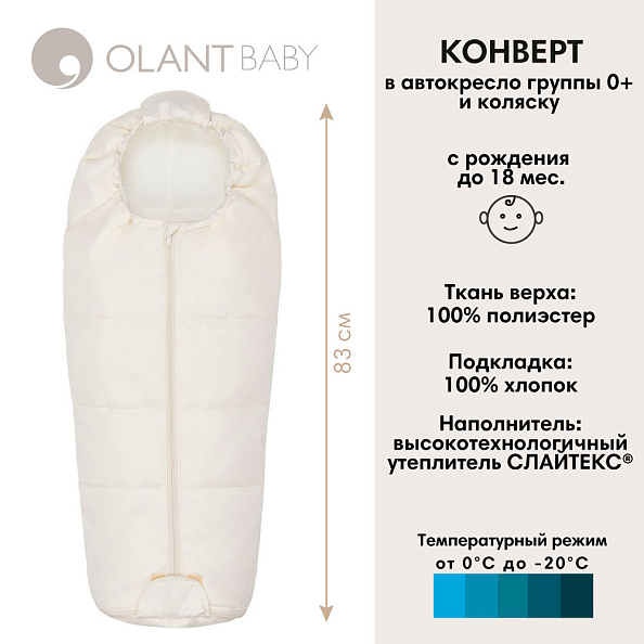 OLANT BABY конверт Siberia Mini в автокресло и коляску молочный - фото  3
