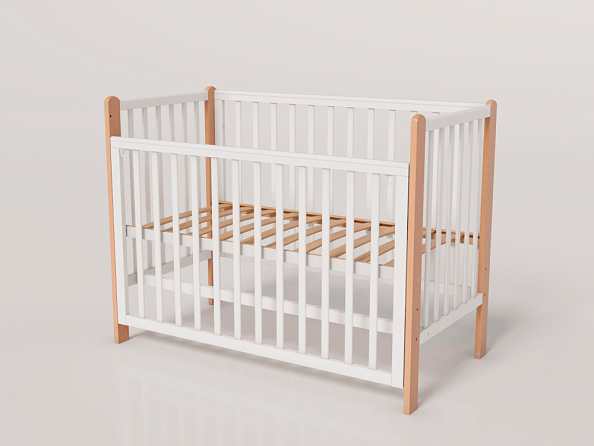 OLANT BABY кровать детская с маятником Bliss белый/бук - фото  9