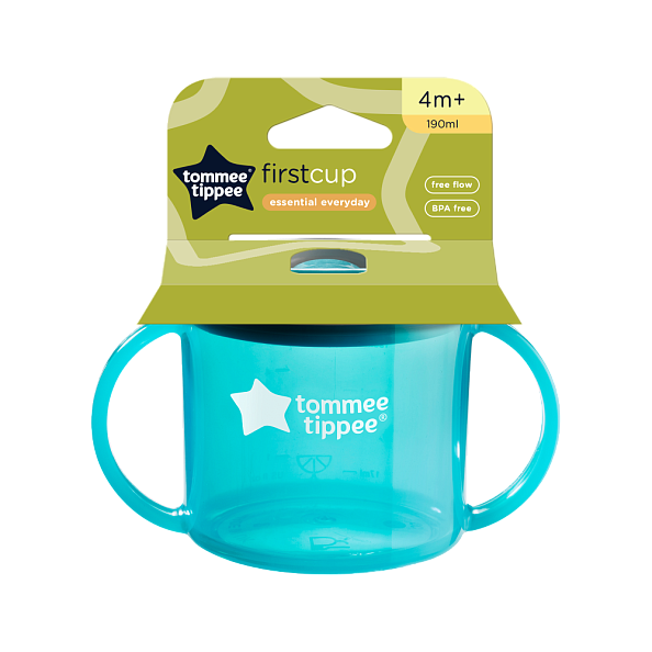 Tommee Tippee чашка-непроливайка первая 190 мл.с 4 мес., голубой NEW - фото  2