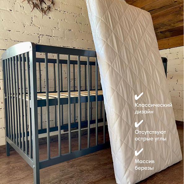 OLANT BABY кровать детская + матрас Sova графит - фото  4