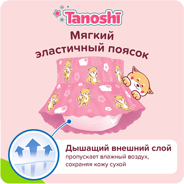 Tanoshi подгузники-трусики 4 для мальчиков, размер L 9-14 кг, летняя юбочка 20 шт, лимитированная ко - фото  6
