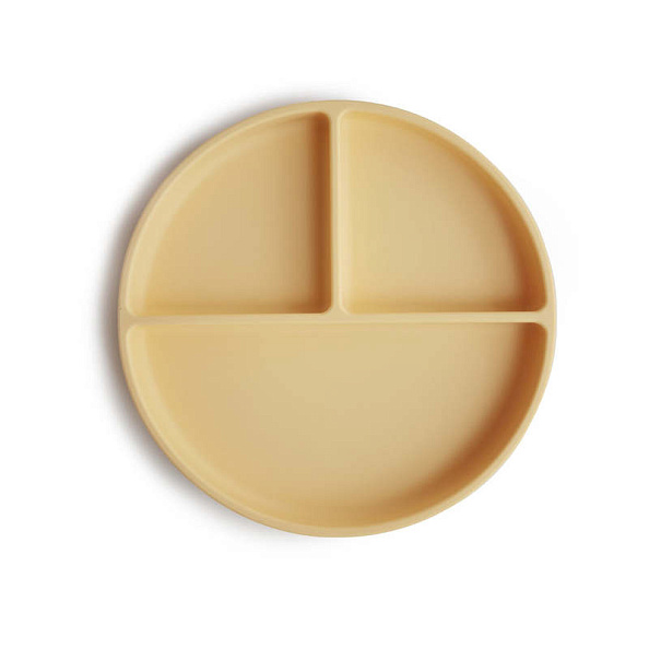 MUSHIE тарелка силиконовая, секционная на присоске Pale Daffodil