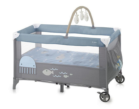 JANE кровать-манеж Duo Level Toys, Lazuli Blue 120*60 см - фото  1