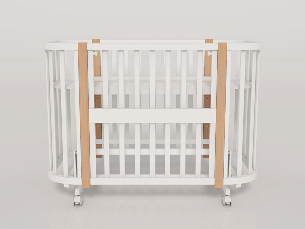 OLANT BABY кровать-трансформер с маятником Vila белый/бук - фото  1