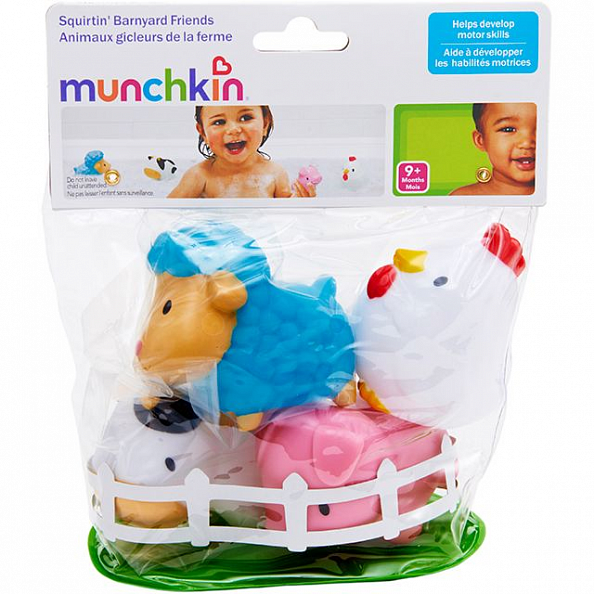 Munchkin игрушка для ванны деревенские зверюшки  Farm™ брызгалки 9+ 4 шт.