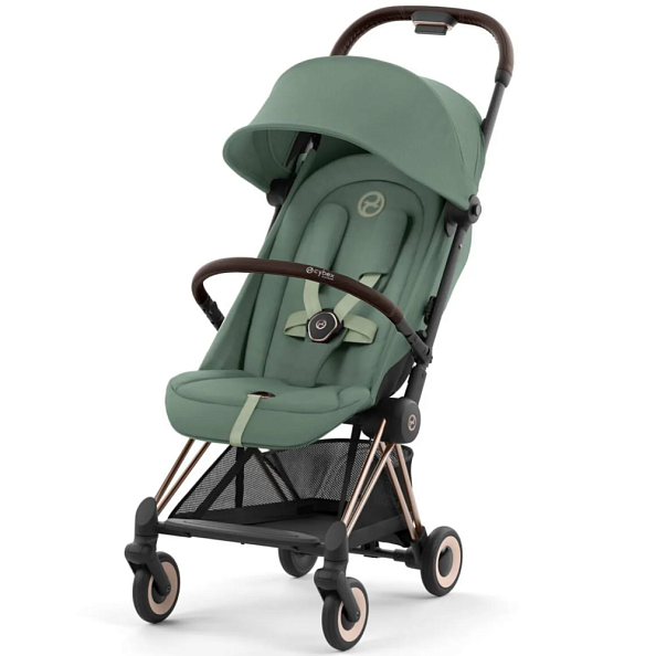 Cybex Коляска Coya Rosegold Leaf Green с дождевиком и бампером - фото  1