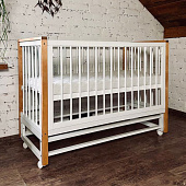 OLANT BABY кровать детская с маятником и матрасом Elvis белый/бук