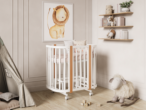 OLANT BABY кровать-трансформер с маятником Vila белый/бук - фото  12