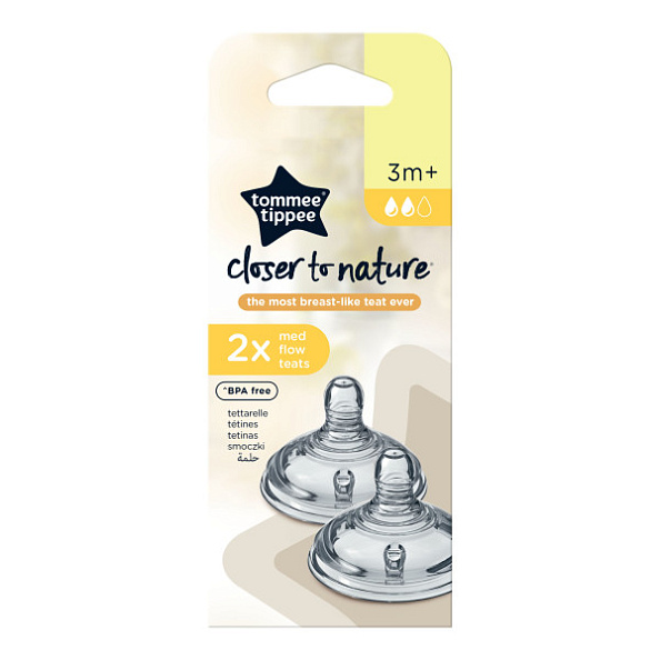 Tommee Tippee соска силиконовая для бутылочки Closer to nature, средний поток, 3+, 2 шт. - фото  4